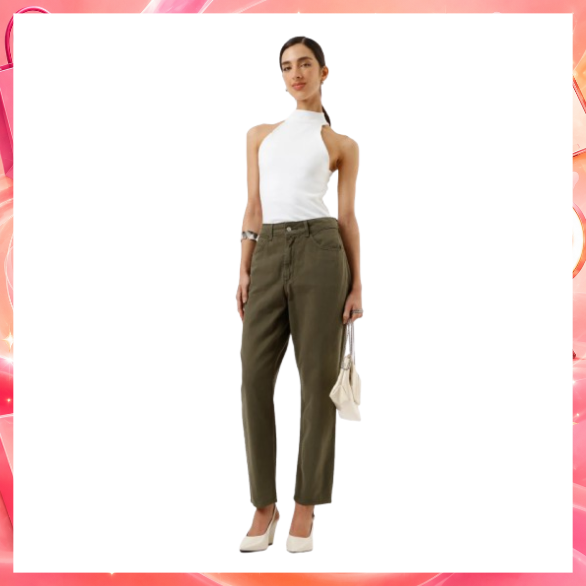 calça mom sarja cintura super alta verde