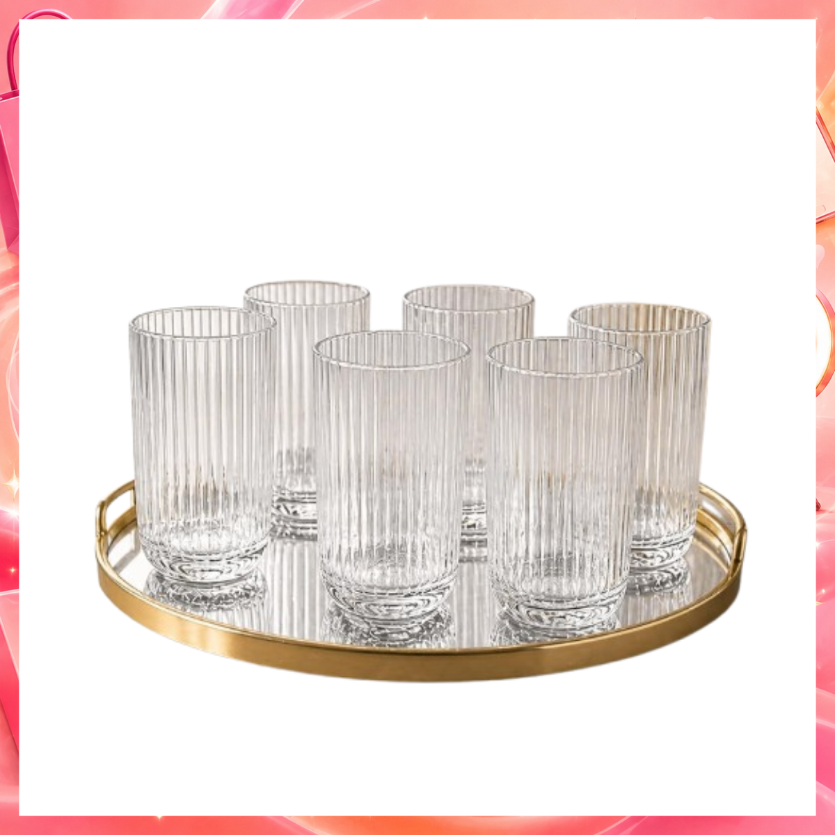 Kit 6 Copos de Vidro Canelado Transparente 430ml Design Moderno Elegante Ideal para Água Suco Drinks Whisky Refrigerante Mesa Posta Cozinha Bar Restaurante Jogo com 6 Copos Para Ambientes El